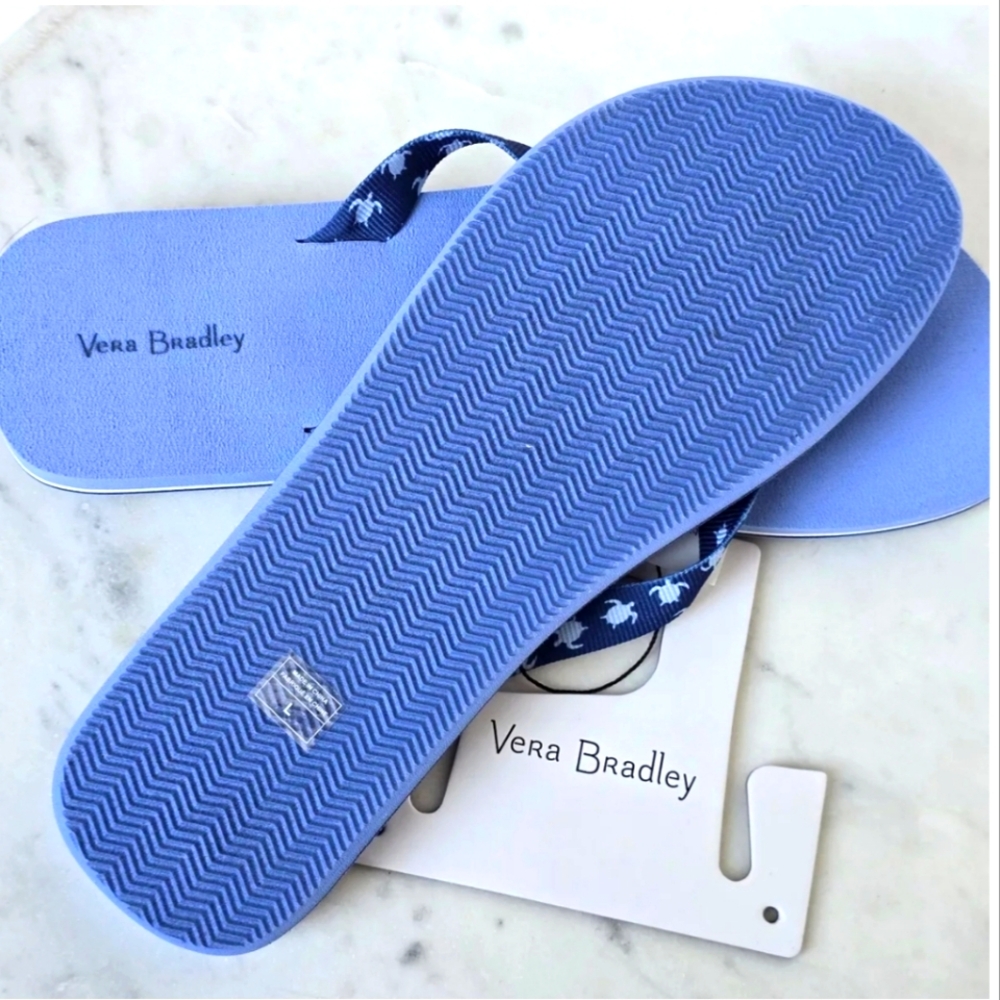 NWT Women's Vera Bradley Tiny Turtle Dream Webbing Strap Flip-flops - Picture 7 of 8